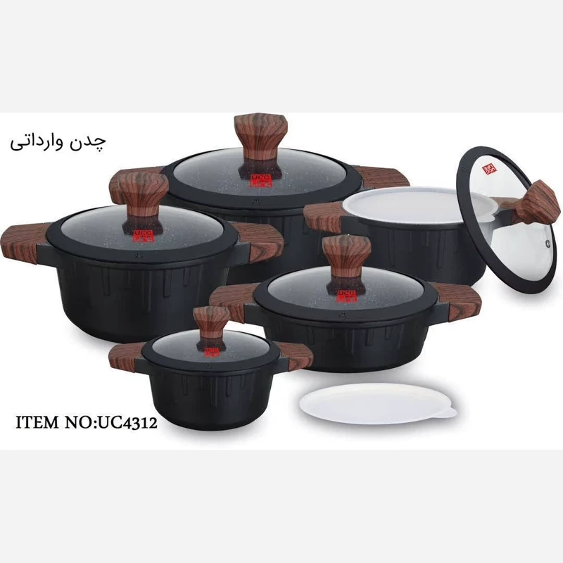 سرویس قابلمه گرانیتی 12 پارچه UCC LIFE مدل 4312 مشکی با ارسال رایگان