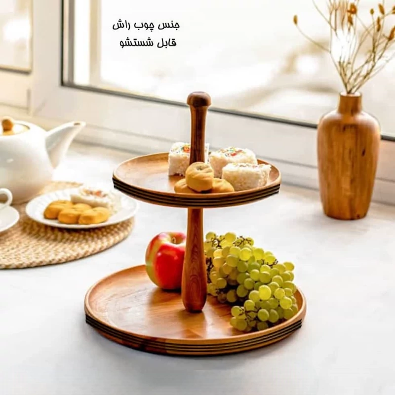 شیرینی 2 طبقه چوبی 3 لایه راش گرجستان کد 110621 با ارسال رایگان