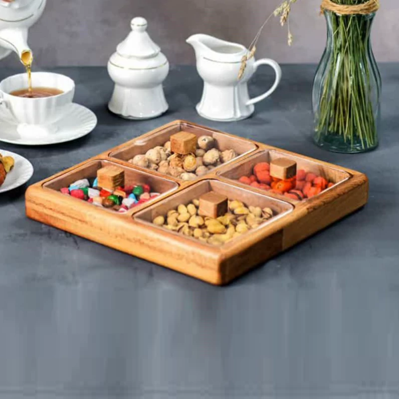 جعبه پذیرایی یا تی بگ 4 خانه چوبی کد 11026 با ارسال رایگان
