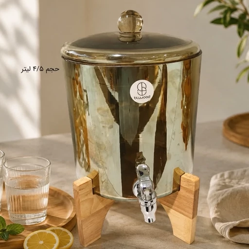 کلمن شیشه ای استوانه 4/5 لیتر Blwood مدل شامپاینی کد 323 با ارسال رایگان