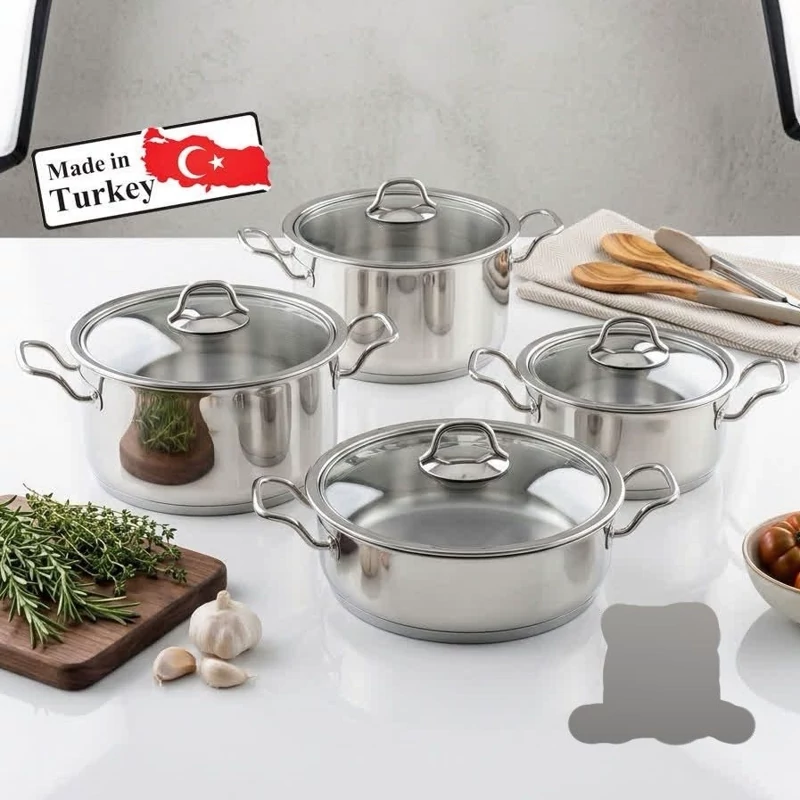 سرویس قابلمه گرانیتی 8 پارچه استیل بونرا ترکیه با ارسال رایگان